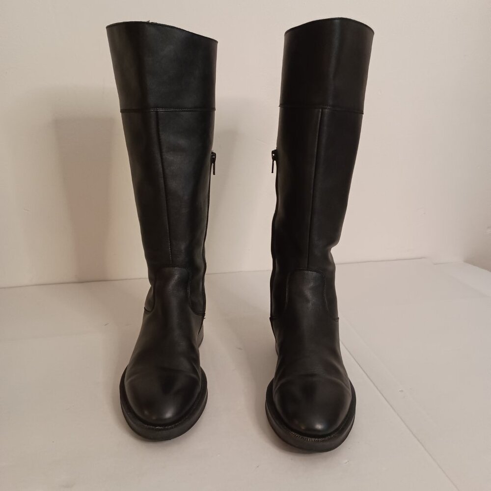 Frau Black Leather Knee High Boots Womens Size 8 - Picture 4 of 16